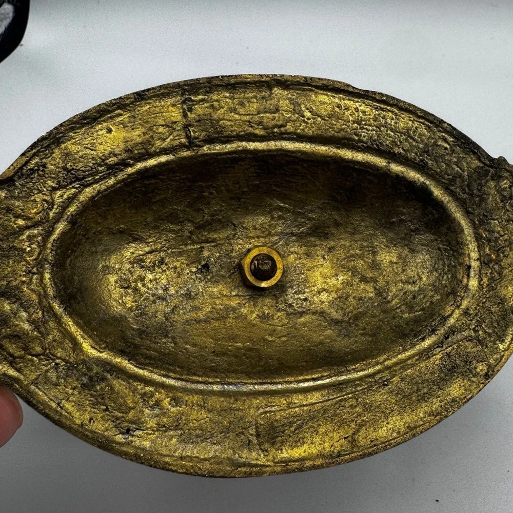 Vintage Solid Brass Wall Sconce Candle Holder‎ Ornate Scrolled Oval Backplate